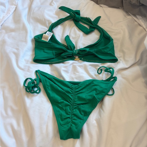 L space green halter o ring bikini - Picture 2 of 4